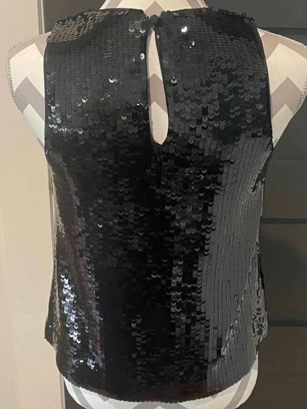 J Crew Sequined Luxury Black Tank Size XS